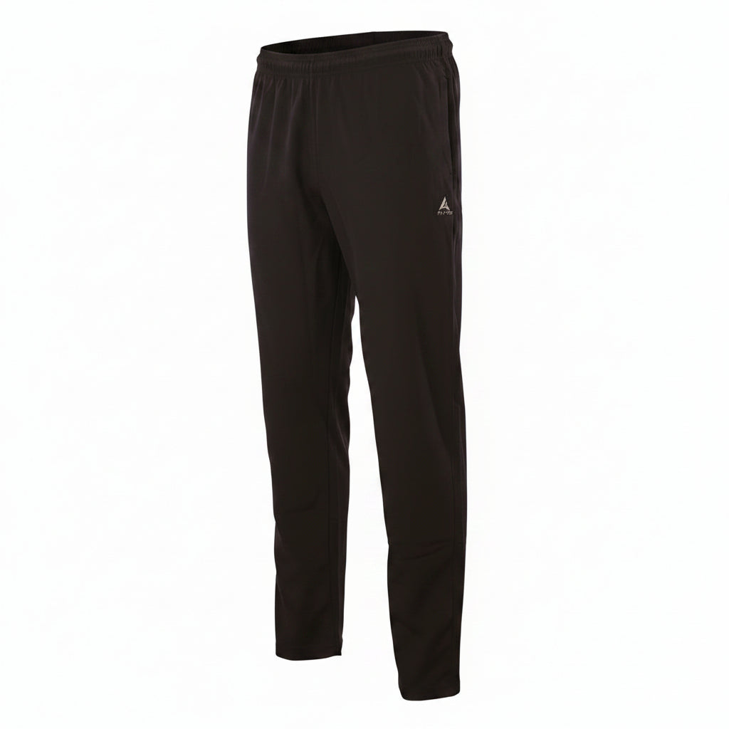 Front three-quarter ghost mannequin product shot of men's solid gray track pants. The pants feature an elastic waistband and a silver 'A BLEND' logo on the left thigh, displayed as a hollow garment against a pure white studio background.